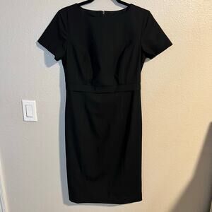 Twinhill Black Short Sleeve Shift Dress Wool Blend Size 2 Work Wear Business